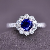 14k Gold 1.15 Ctw Natural Sapphire & Diamond Ring