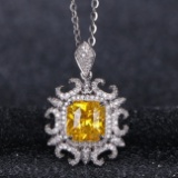 14k Gold 1.92 Ct Natural Sapphire & Diamond Pendant