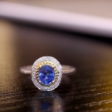 14k Gold 0.88 Ct Natural Sapphire & Diamond Ring