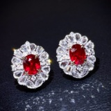 14k Gold 1.89 Ctw Natural Ruby & Diamond Earrings