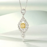 14k Gold 2.86 Ctw Natural Yellow Diamond & Diamond Pendant
