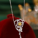 14k Gold 0.65 Ctw Natural Yellow Diamond & Diamond Necklace