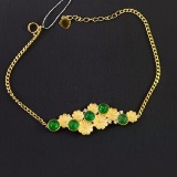 14k Gold 2.00 Ct Vivid Green Natural Emerald & Diamond Bracelet