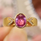 14k Gold 1.23 Ctw Natural Sapphire & Diamond Ring