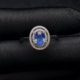 14k Gold 1.25 Ct Natural Sapphire & Diamond Ring/pendant