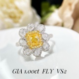 14k Gold 2.16 Ctw Natural Yellow Diamond & Diamond Ring
