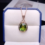 14k Gold 6.45 Ct Natural Tourmaline & Diamond Pendant