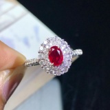 14k Gold 0.80 Ct Vivid Red Natural Ruby & Diamond Ring