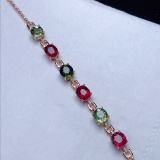14k Gold 7.85 Ct Natural Tourmaline & Diamond Bracelet