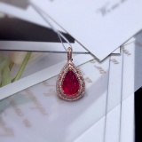 14k Gold 1.75 Ct Natural Tourmaline & Diamond Pendant