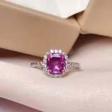 14k Gold 1.35 Ct Natural Padparadscha Sapphire & Diamond Ring