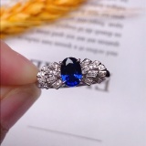 14k Gold 1.25 Ct Vivid Blue Natural Sapphire & Diamond Ring