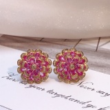 14k Gold 4.55 Ct Natural Padparadscha Sapphire & Diamond Earrings