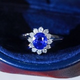 14k Gold 1.41 Ctw Natural Sapphire & Diamond Ring