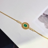 14k Gold 1.15 Ct Vivid Green Natural Emerald & Diamond & Sapphire Bracelet
