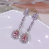 14k Gold 1.32 Ctw Natural Pink Diamond & Diamond Earrings