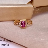14k Gold 0.70 Ct Natural Padparadscha Sapphire & Diamond Ring
