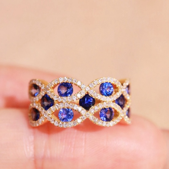14k Gold 1.61 Ctw Natural Sapphire & Diamond Ring