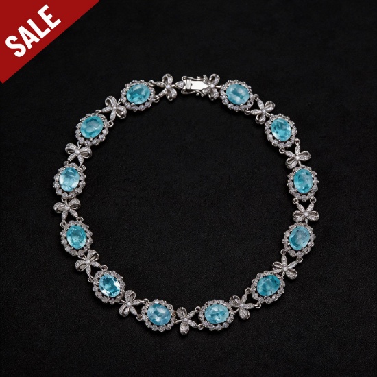 14k Gold 6.2 Ct Natural Paraiba Tourmaline & Diamond Bracelet