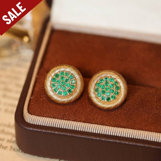 14k Gold 0.8 Ct Natural Emerald Earrings