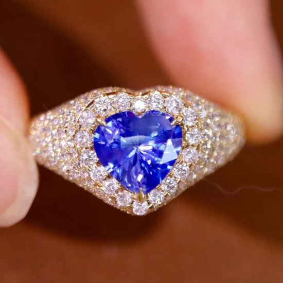 14k Gold 2.38 Ctw Natural Sapphire & Diamond Ring