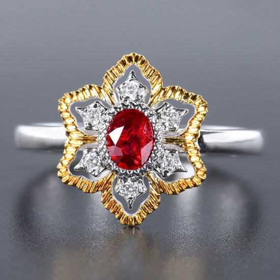 14k Gold 0.48 Ctw Natural Ruby & Diamond Ring