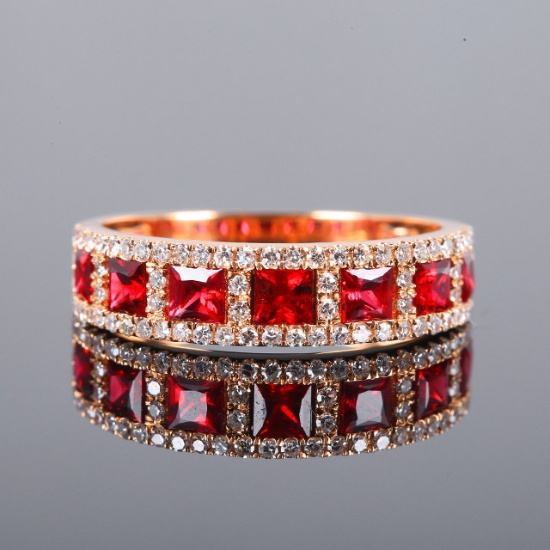14k Gold 1.46 Ctw Natural Ruby & Diamond Ring