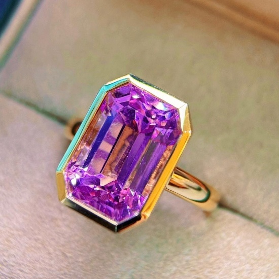 14k Gold 8.50 Ct Natural Kunzite Ring