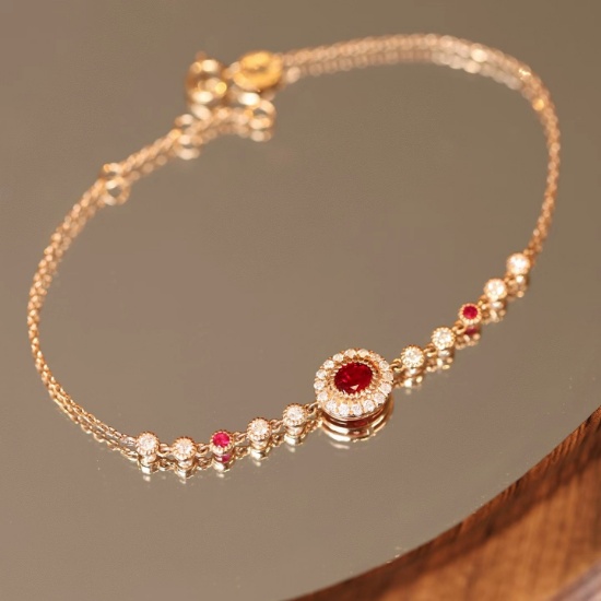 14k Gold 0.87 Ctw Natural Ruby & Diamond Bracelet