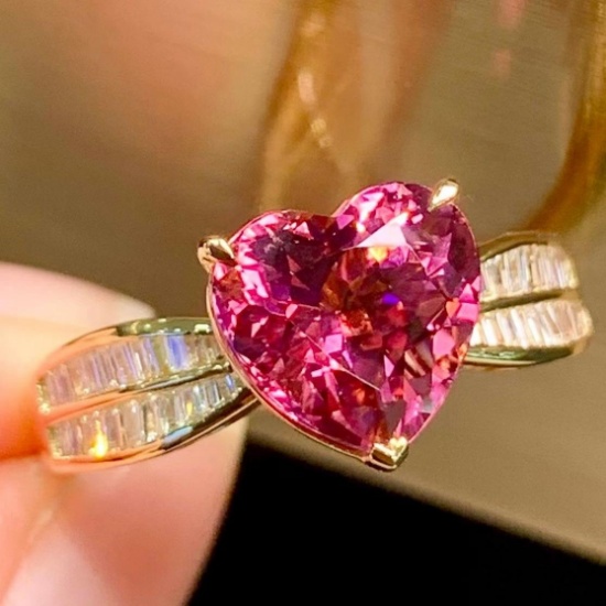 14k Gold 2.7 Ct Natural Tourmaline & Diamond Ring