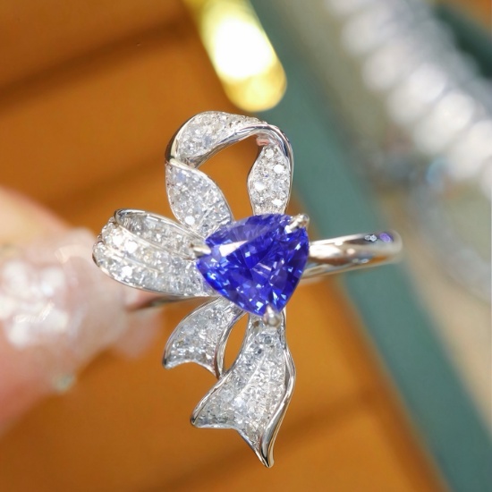 14k Gold 1.49 Ctw Natural Sapphire & Diamond Ring