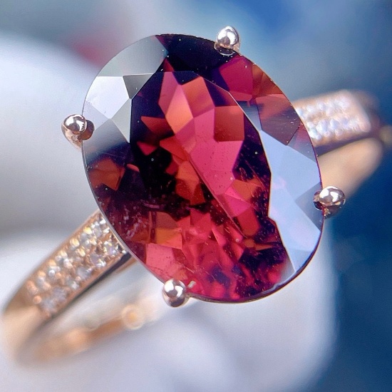 14k Gold 2.8 Ct Natural Tourmaline & Diamond Ring