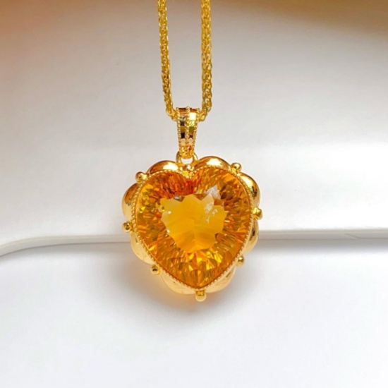 14k Gold 8.80 Ct Natural Citrine Pendant( Without Chain )