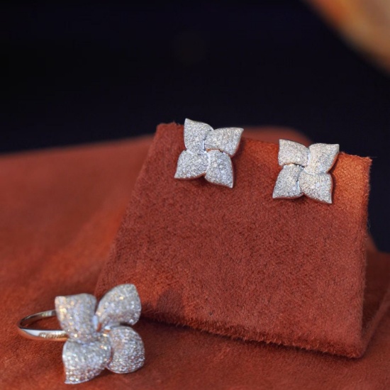 14k Gold 1.05 Ctw Natural H Diamond Jewelry Set