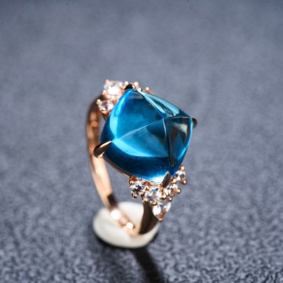 14k Gold 9.58 Ctw Natural Topaz & Sapphire Ring