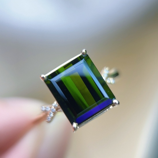 14k Gold 4.65 Ctw Natural Tourmaline & Diamond Ring