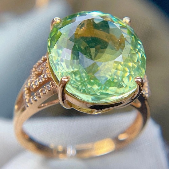 14k Gold 10.18 Ct Natural Tourmaline & Diamond Ring