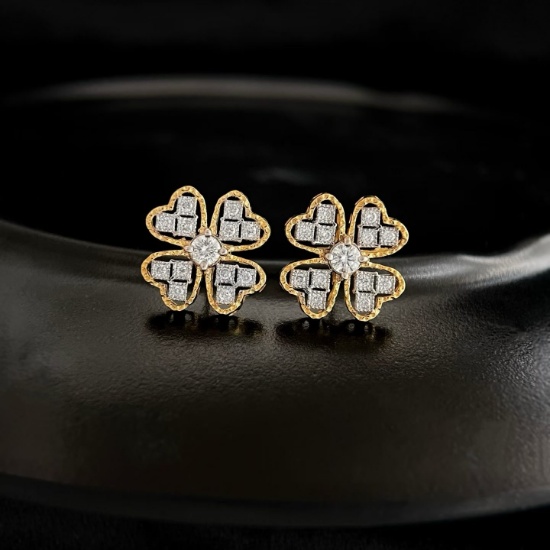 14k Gold 0.58 Ct Natural H Diamond Earrings
