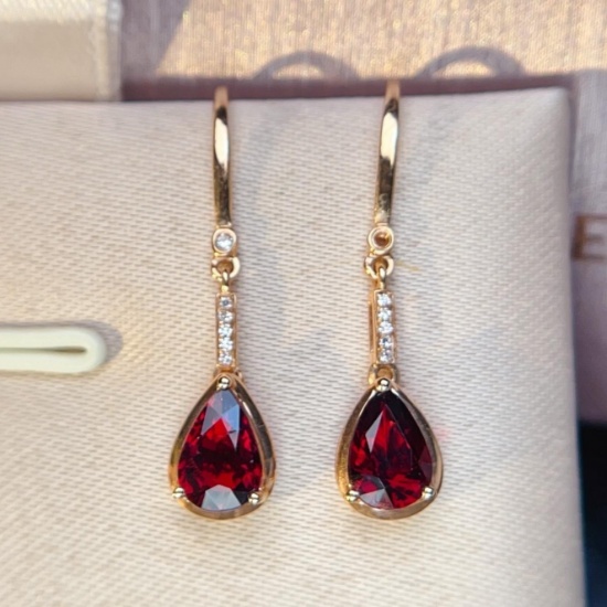 14k Gold 1.42 Ctw Natural Tourmaline & Diamond Earrings