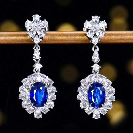 14k Gold 2.37 Ctw Natural Sapphire & Sapphire Earrings