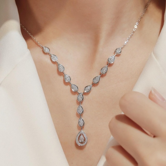 14k Gold 0.8 Ct Natural H Diamond Necklace
