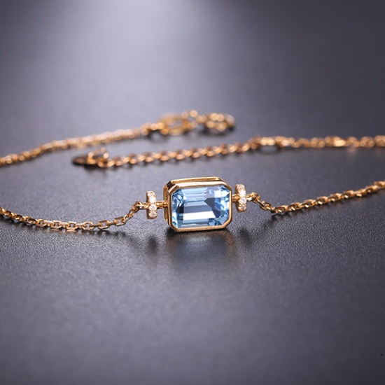 14k Gold 1.14 Ctw Natural Aquamarine & Diamond Bracelet