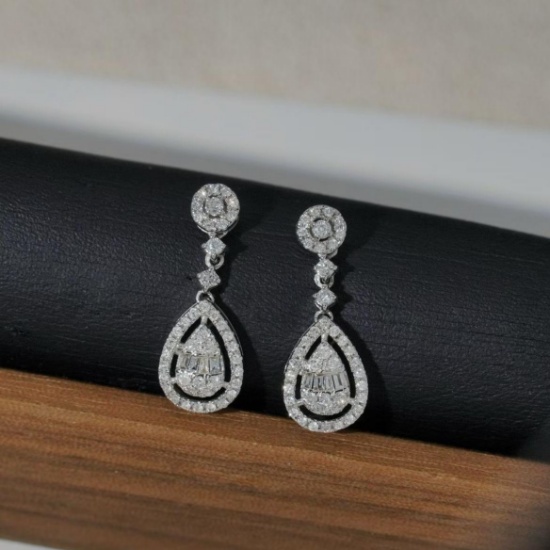 14k Gold 0.80 Ct Natural H Diamond Earrings