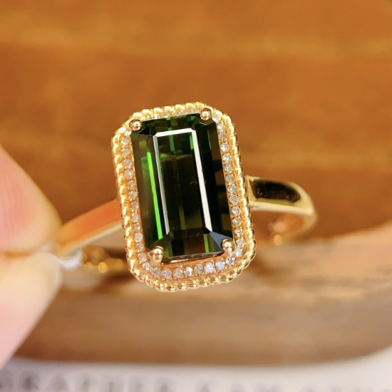 14k Gold 3 Ct Natural Tourmaline & Diamond Ring