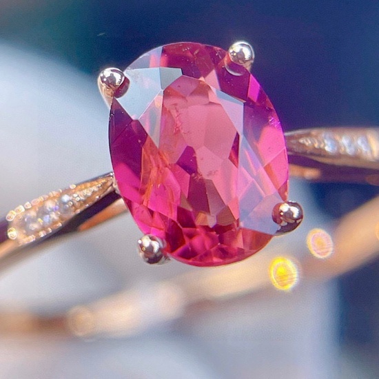 14k Gold 1.25 Ct Natural Tourmaline & Diamond Ring
