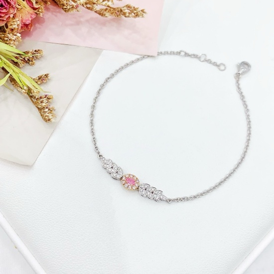 14k Gold 0.25 Ctw Natural Pink Diamond & Diamond Bracelet