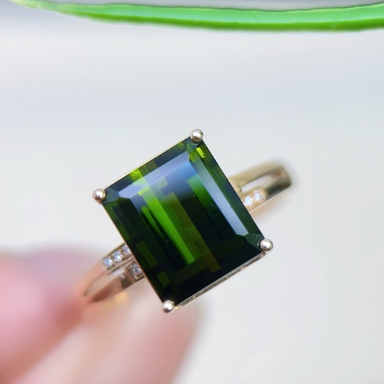 14k Gold 4.47 Ctw Natural Tourmaline & Diamond Ring