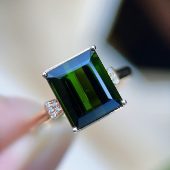 14k Gold 4.53 Ctw Natural Tourmaline & Diamond Ring