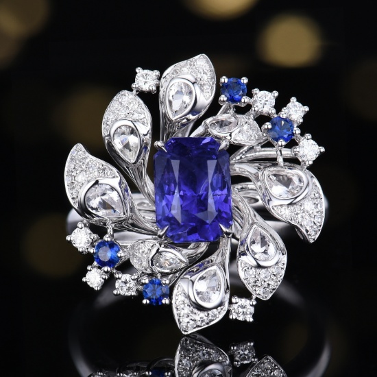 14k Gold 2.48 Ctw Natural Sapphire & Diamond Ring/pendant( Without Chain )