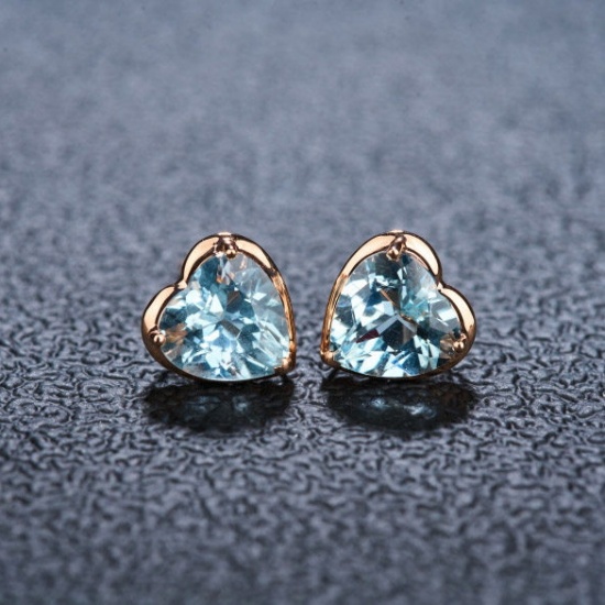 14k Gold 2.12 Ct Natural Aquamarine Earrings